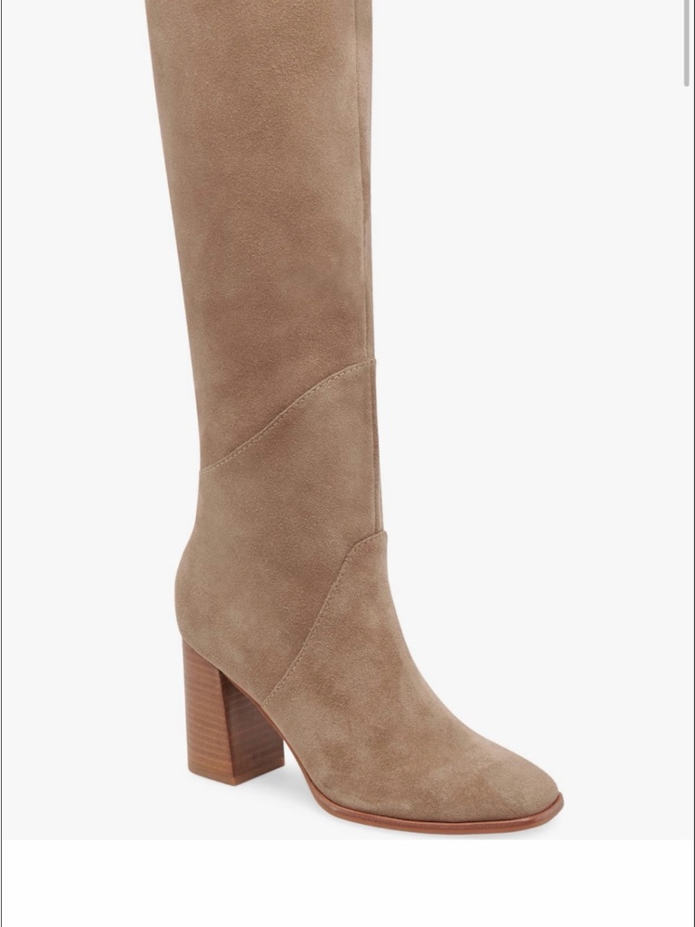 Dolce Vita Taupe Suede Over-the-Knee Block Heel Boots